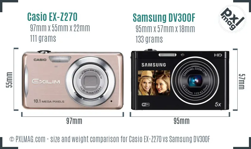 Casio EX-Z270 vs Samsung DV300F size comparison Casio EX-Z270 vs Samsung DV300F size comparison