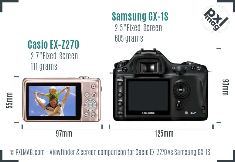Casio EX-Z270 vs Samsung GX-1S Screen and Viewfinder comparison
