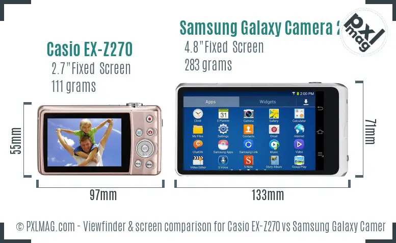 Casio EX-Z270 vs Samsung Galaxy Camera 2 Screen and Viewfinder comparison Casio EX-Z270 vs Samsung Galaxy Camera 2 Screen and Viewfinder comparison