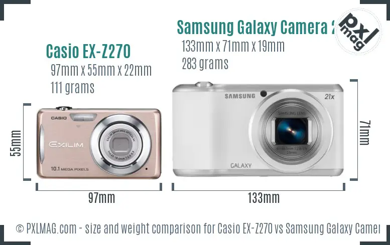 Casio EX-Z270 vs Samsung Galaxy Camera 2 size comparison Casio EX-Z270 vs Samsung Galaxy Camera 2 size comparison