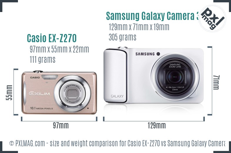 Casio EX-Z270 vs Samsung Galaxy Camera 3G size comparison