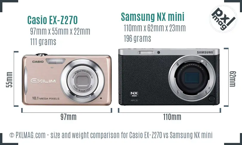 Casio EX-Z270 vs Samsung NX mini size comparison Casio EX-Z270 vs Samsung NX mini size comparison