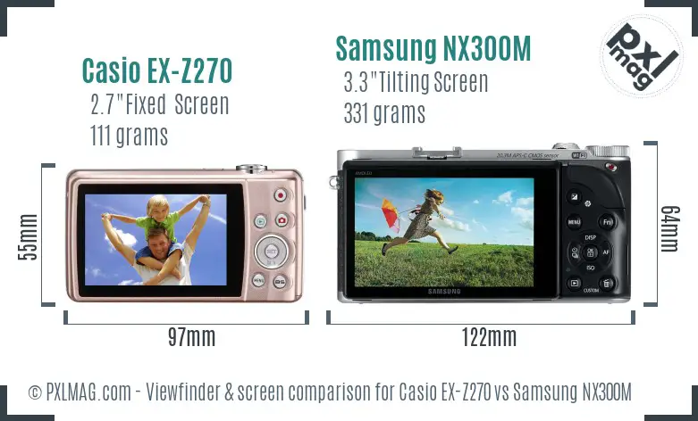 Casio EX-Z270 vs Samsung NX300M Screen and Viewfinder comparison
