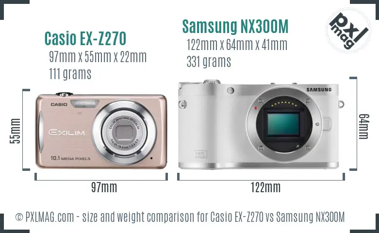 Casio EX-Z270 vs Samsung NX300M size comparison