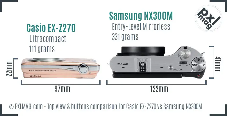 Casio EX-Z270 vs Samsung NX300M top view buttons comparison