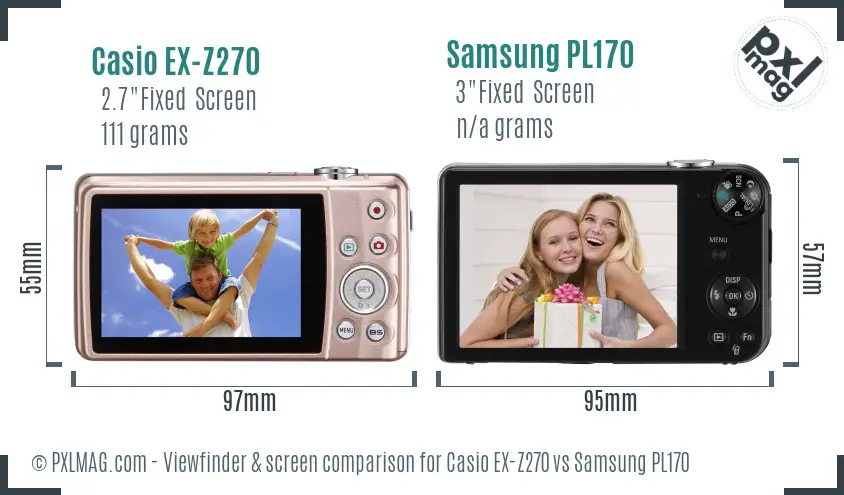 Casio EX-Z270 vs Samsung PL170 Screen and Viewfinder comparison