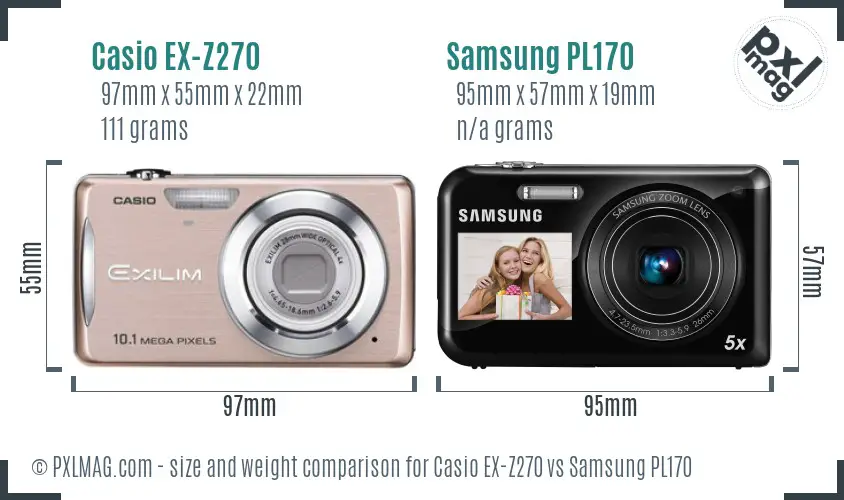 Casio EX-Z270 vs Samsung PL170 size comparison
