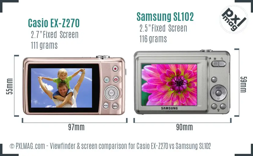 Casio EX-Z270 vs Samsung SL102 Screen and Viewfinder comparison