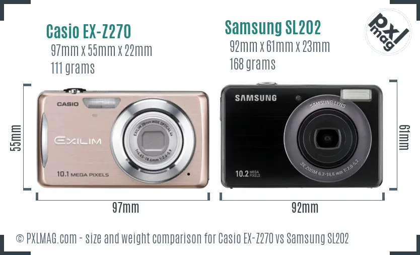 Casio EX-Z270 vs Samsung SL202 size comparison