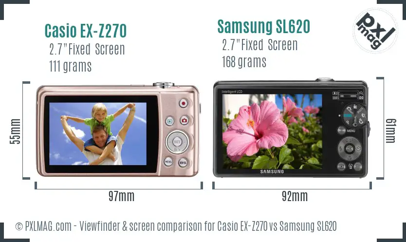 Casio EX-Z270 vs Samsung SL620 Screen and Viewfinder comparison