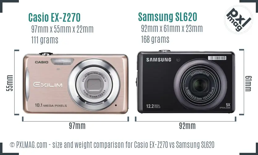 Casio EX-Z270 vs Samsung SL620 size comparison