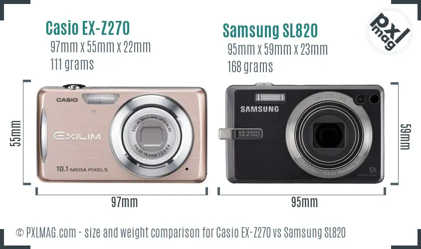 Casio EX-Z270 vs Samsung SL820 size comparison