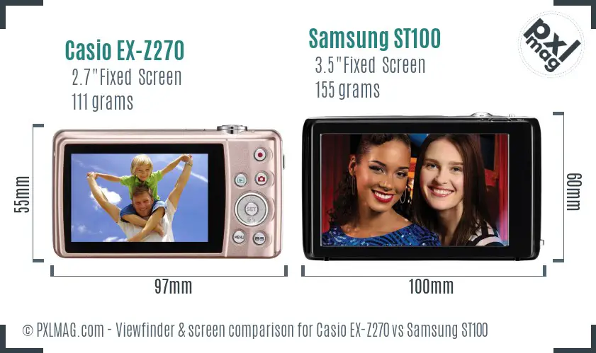 Casio EX-Z270 vs Samsung ST100 Screen and Viewfinder comparison