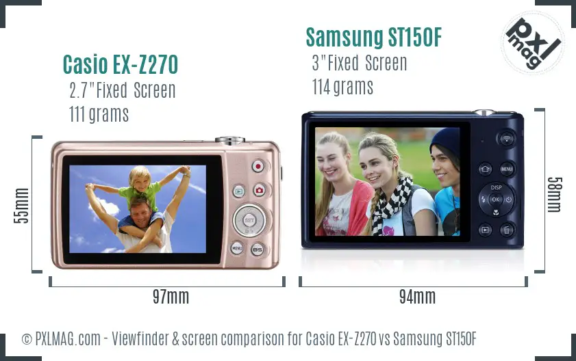 Casio EX-Z270 vs Samsung ST150F Screen and Viewfinder comparison Casio EX-Z270 vs Samsung ST150F Screen and Viewfinder comparison