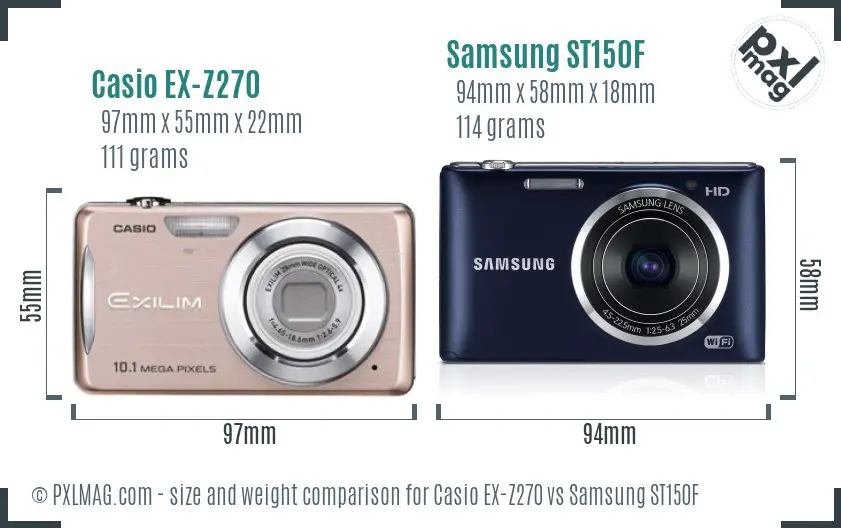 Casio EX-Z270 vs Samsung ST150F size comparison Casio EX-Z270 vs Samsung ST150F size comparison