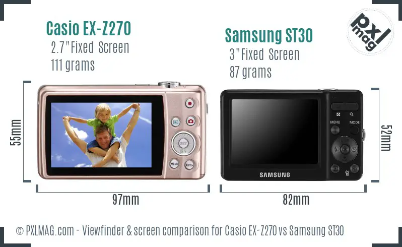 Casio EX-Z270 vs Samsung ST30 Screen and Viewfinder comparison Casio EX-Z270 vs Samsung ST30 Screen and Viewfinder comparison