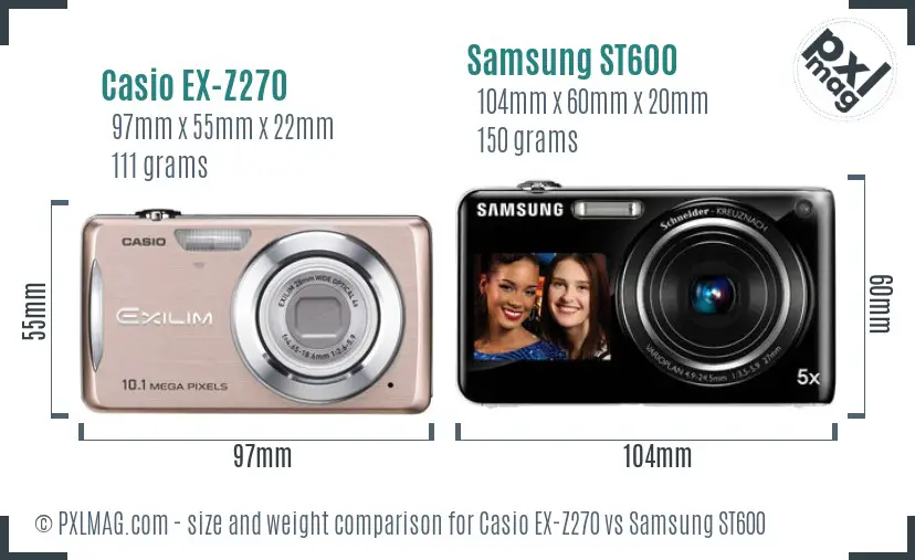 Casio EX-Z270 vs Samsung ST600 size comparison