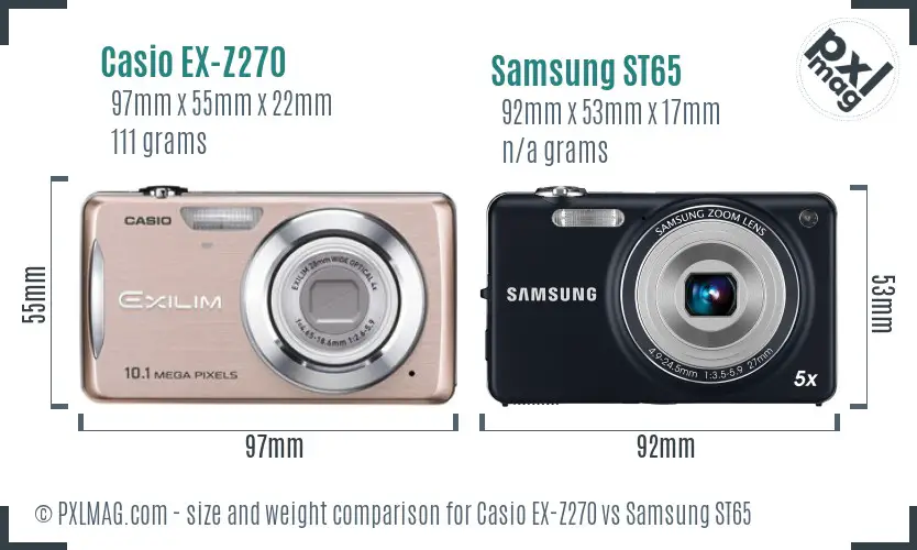 Casio EX-Z270 vs Samsung ST65 size comparison