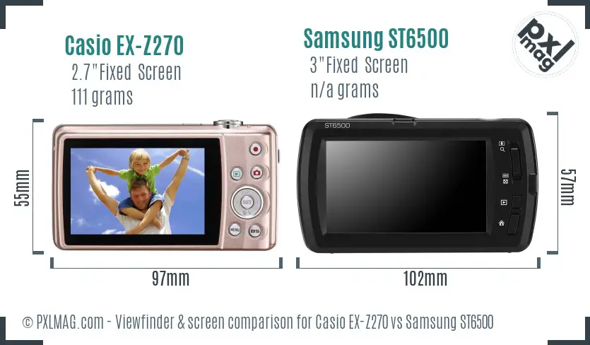 Casio EX-Z270 vs Samsung ST6500 Screen and Viewfinder comparison