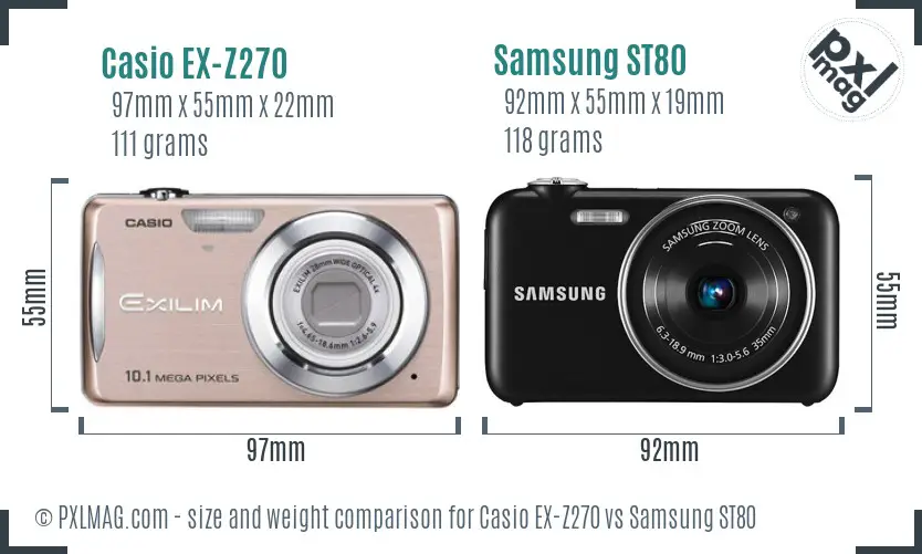 Casio EX-Z270 vs Samsung ST80 size comparison