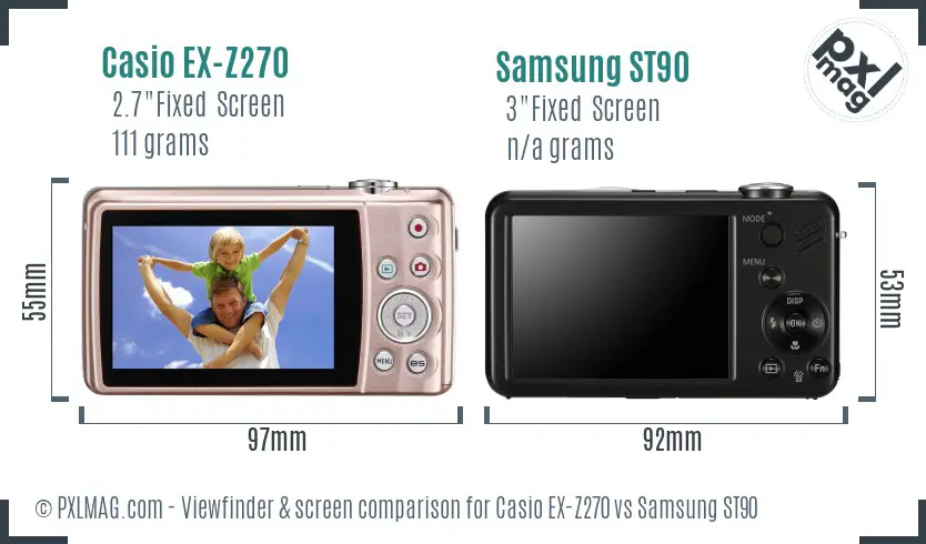 Casio EX-Z270 vs Samsung ST90 Screen and Viewfinder comparison