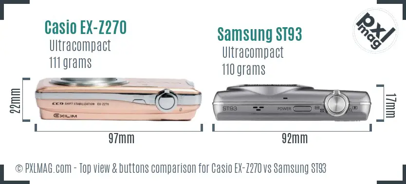 Casio EX-Z270 vs Samsung ST93 top view buttons comparison