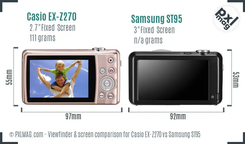 Casio EX-Z270 vs Samsung ST95 Screen and Viewfinder comparison