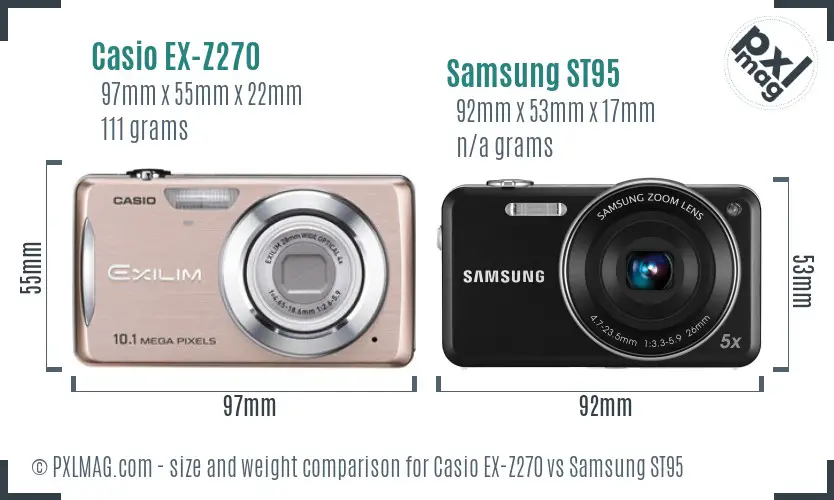 Casio EX-Z270 vs Samsung ST95 size comparison