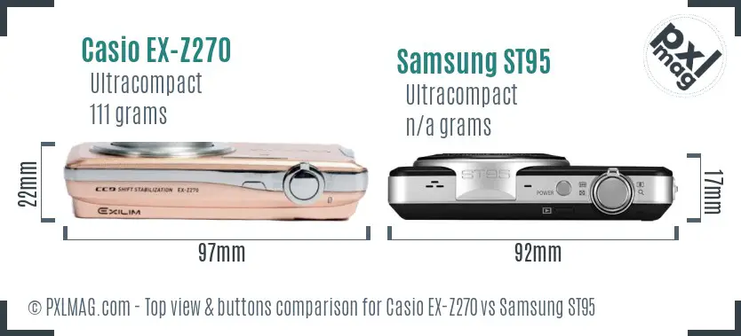 Casio EX-Z270 vs Samsung ST95 top view buttons comparison