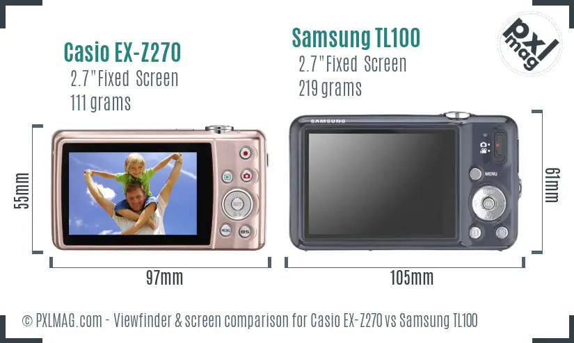 Casio EX-Z270 vs Samsung TL100 Screen and Viewfinder comparison