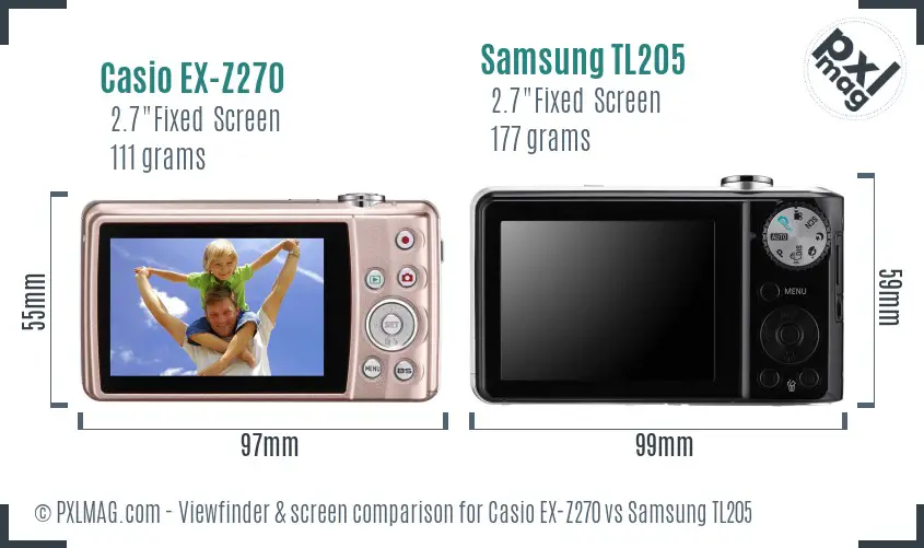 Casio EX-Z270 vs Samsung TL205 Screen and Viewfinder comparison