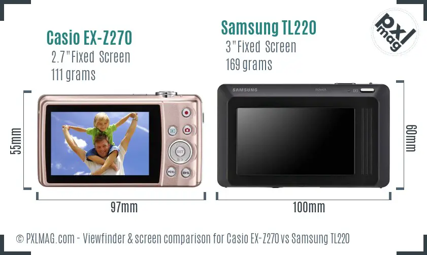 Casio EX-Z270 vs Samsung TL220 Screen and Viewfinder comparison