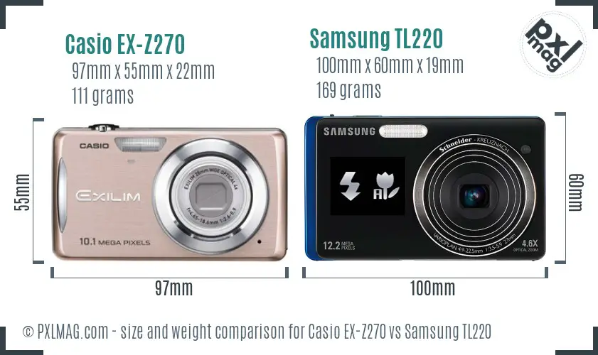 Casio EX-Z270 vs Samsung TL220 size comparison