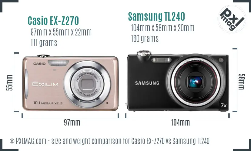 Casio EX-Z270 vs Samsung TL240 size comparison