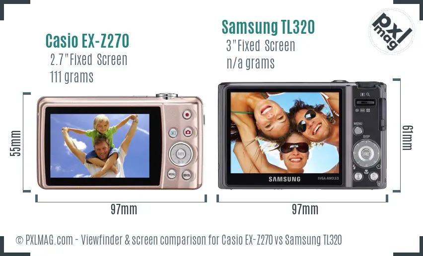Casio EX-Z270 vs Samsung TL320 Screen and Viewfinder comparison