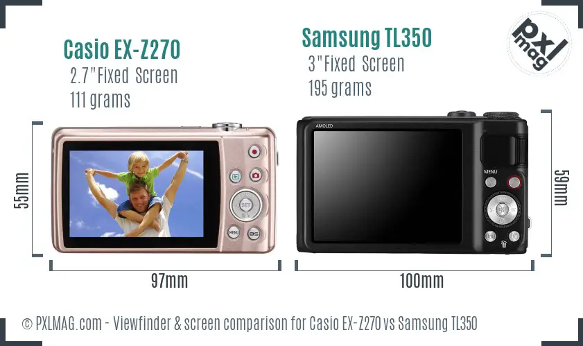 Casio EX-Z270 vs Samsung TL350 Screen and Viewfinder comparison
