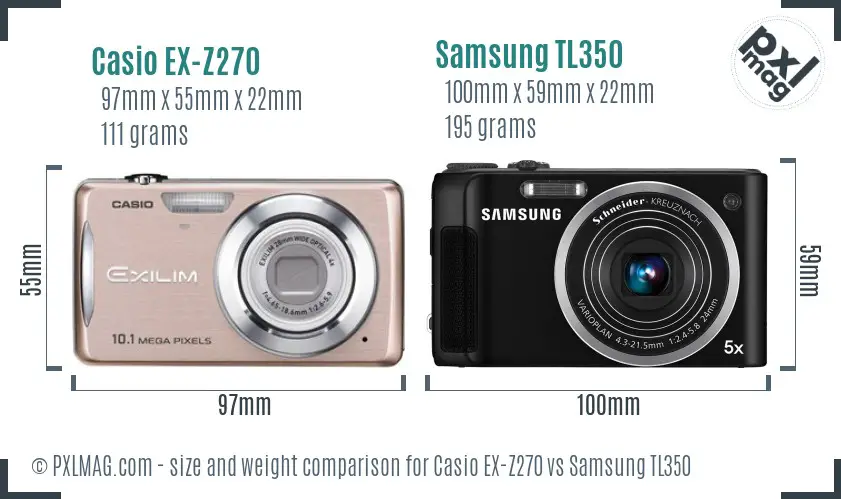 Casio EX-Z270 vs Samsung TL350 size comparison