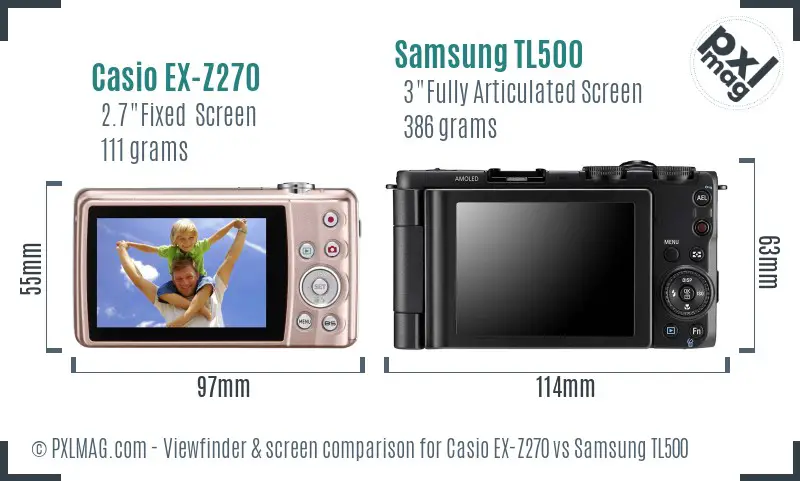 Casio EX-Z270 vs Samsung TL500 Screen and Viewfinder comparison Casio EX-Z270 vs Samsung TL500 Screen and Viewfinder comparison