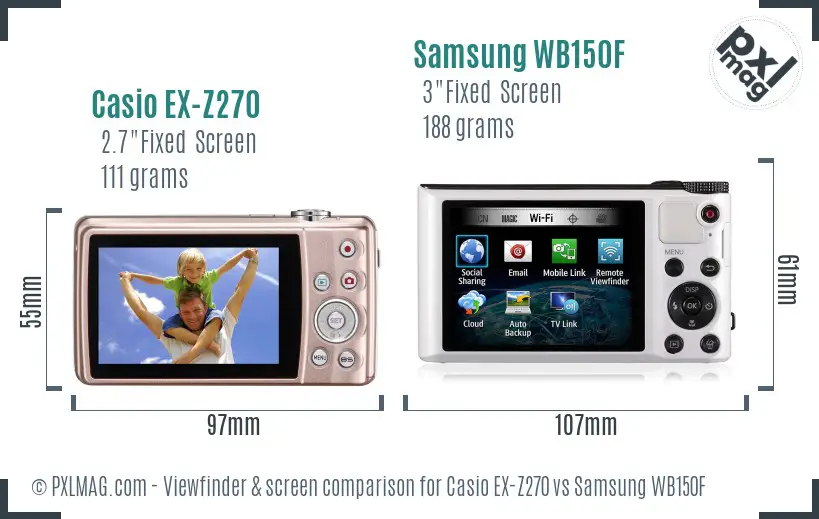 Casio EX-Z270 vs Samsung WB150F Screen and Viewfinder comparison