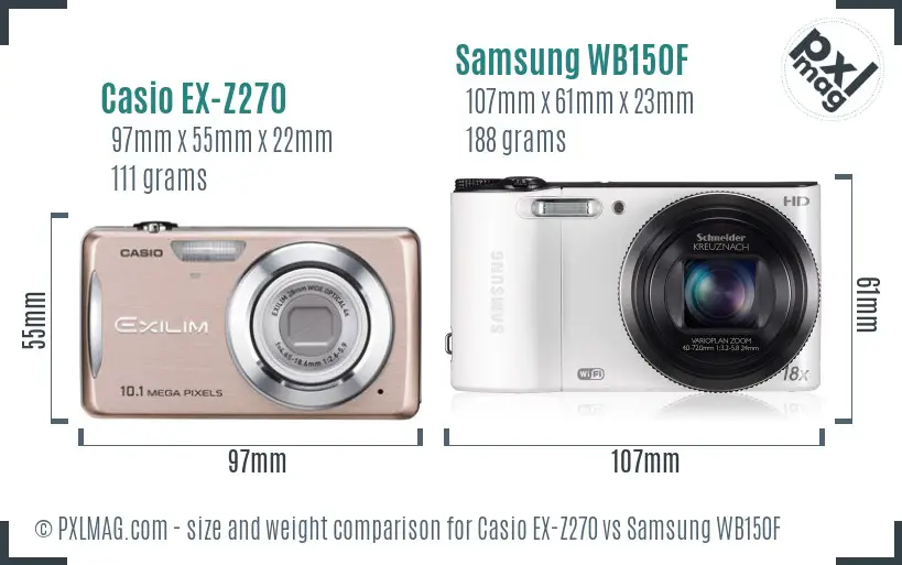 Casio EX-Z270 vs Samsung WB150F size comparison