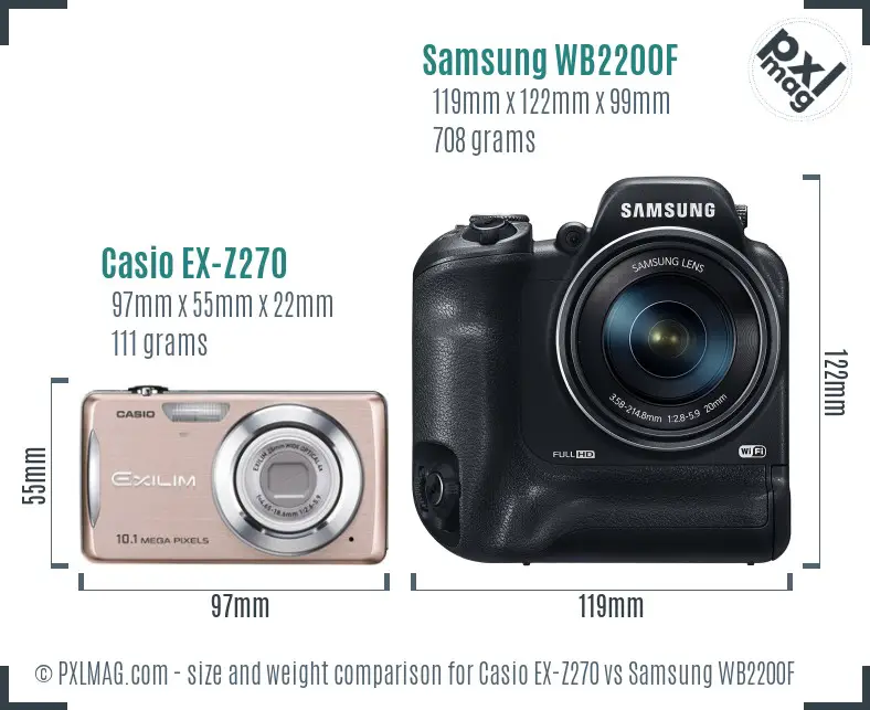 Casio EX-Z270 vs Samsung WB2200F size comparison