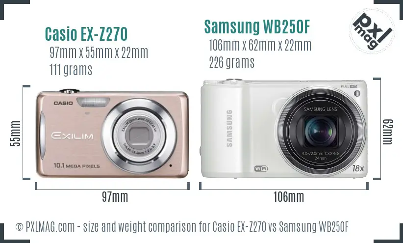 Casio EX-Z270 vs Samsung WB250F size comparison