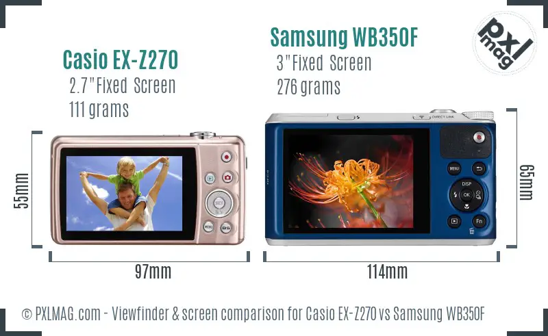 Casio EX-Z270 vs Samsung WB350F Screen and Viewfinder comparison