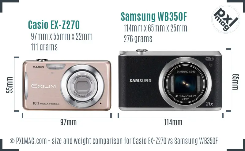 Casio EX-Z270 vs Samsung WB350F size comparison