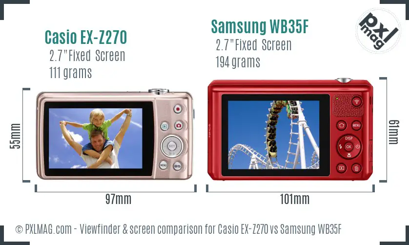 Casio EX-Z270 vs Samsung WB35F Screen and Viewfinder comparison