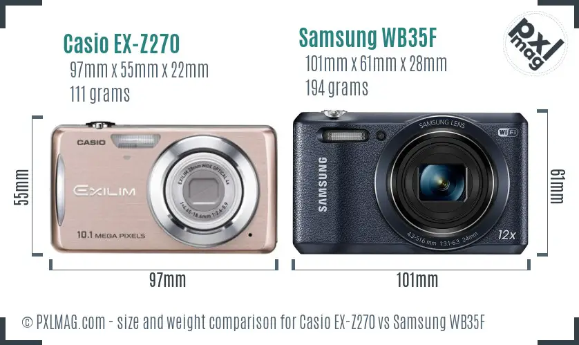 Casio EX-Z270 vs Samsung WB35F size comparison