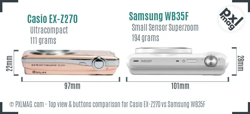 Casio EX-Z270 vs Samsung WB35F top view buttons comparison