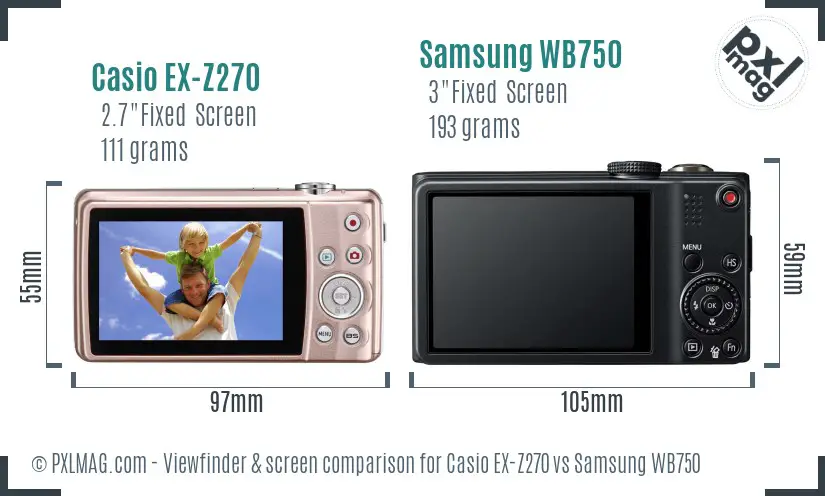 Casio EX-Z270 vs Samsung WB750 Screen and Viewfinder comparison