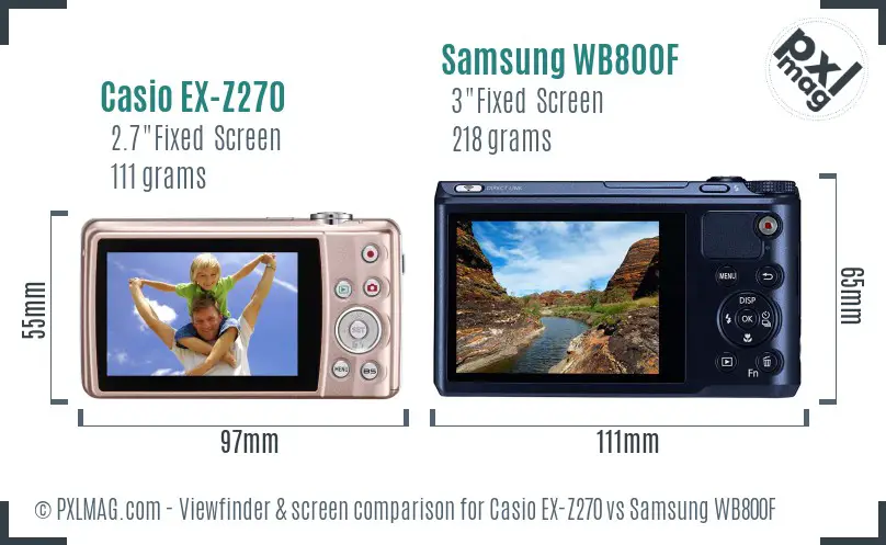 Casio EX-Z270 vs Samsung WB800F Screen and Viewfinder comparison