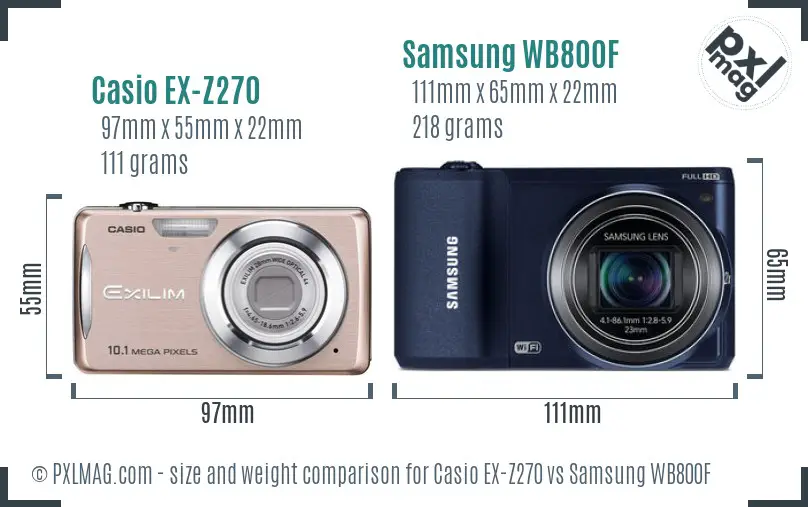 Casio EX-Z270 vs Samsung WB800F size comparison